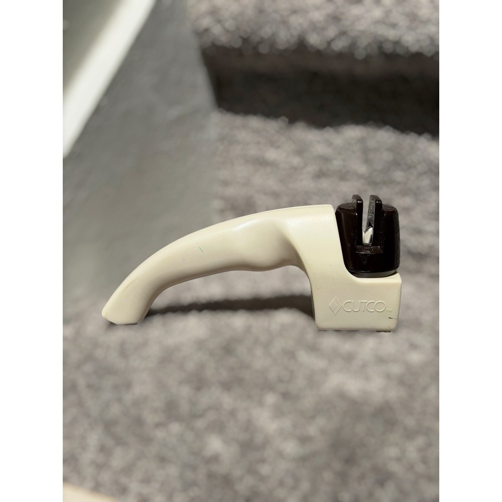 Cutco Knife Sharpener Vintage Manual Pull Through Sharpener Ivory Brown USA Made